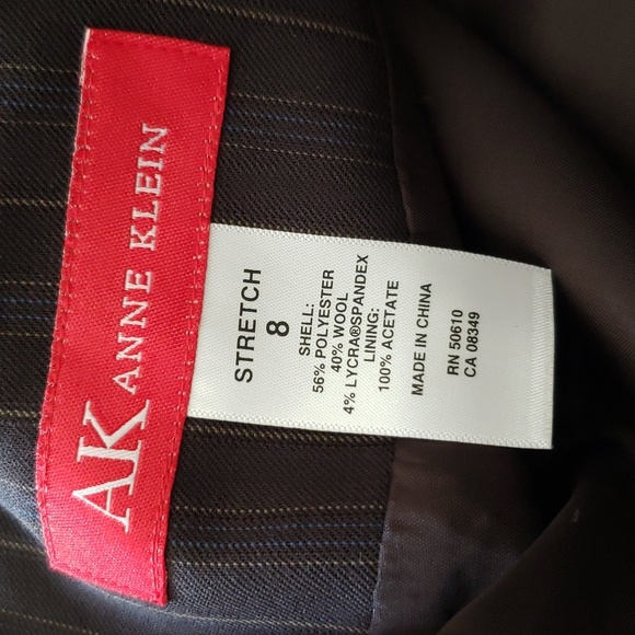 (8) Anne Klein AK Stretch Pinstriped Blazer Padded Shoulders Business Formal - Picture 3 of 8